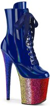 Pleaser - FLAMINGO-1020HG Plateau Laarzen, Paaldans schoenen - US 10 - 40 Shoes - Blauw/Regenboog