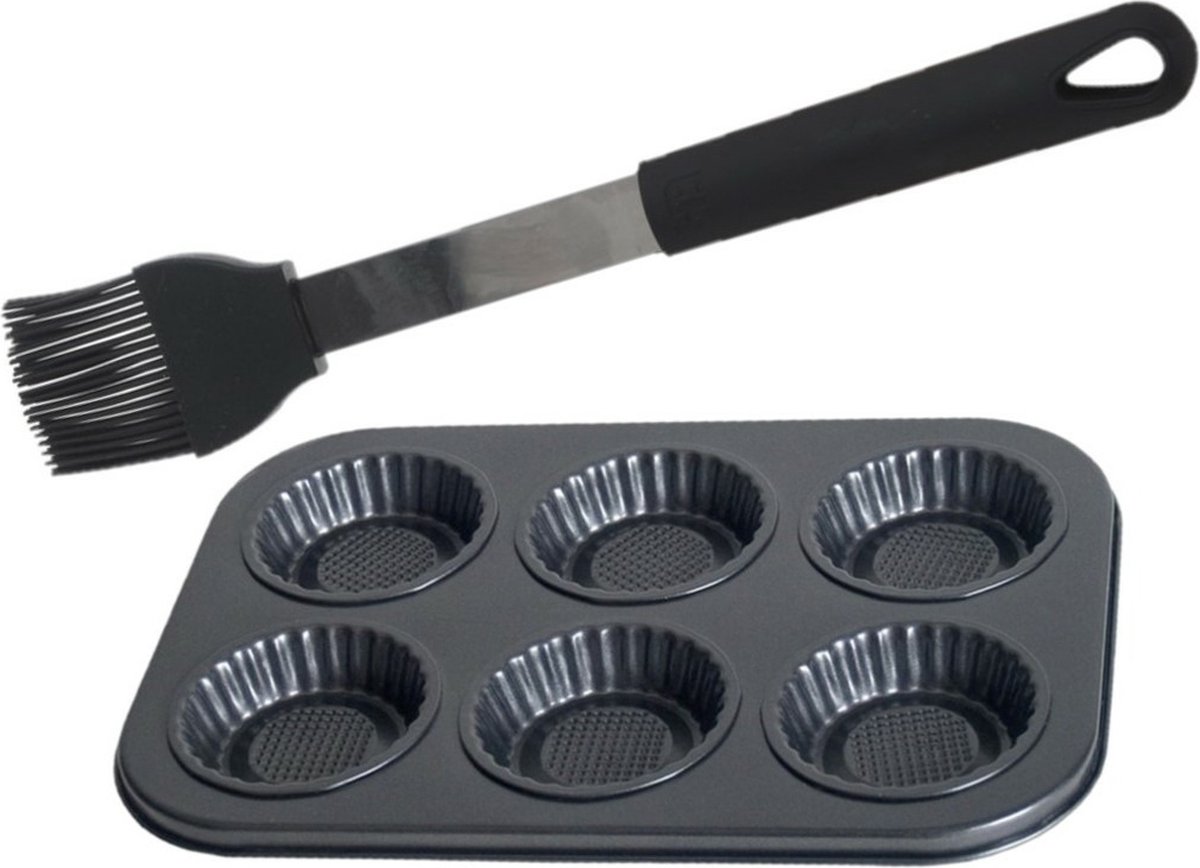 Cupcake en muffin bakvorm/bakblik - 26 x 19 cm - incl. invetkwast - 26 cm