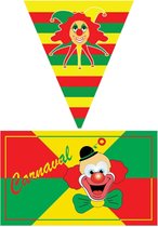 Carnaval versiering pakket - 1x grote vlag en 2x puntvlaggetjes - Clowns - Rood/geel/groen