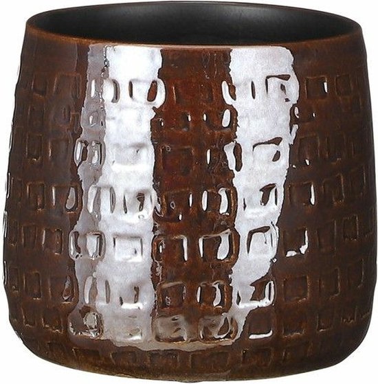 Bloempot/plantenpot schaal van keramiek in een zigzag zwart/groen kleur met diameter