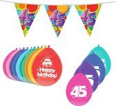 Haza Leeftijd verjaardag thema pakket 45 jaar - ballonnen/vlaggetjes