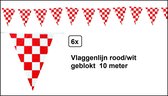6x Vlaggenlijn rood/wit geblokt 10 meter - Meerkleurig - vlaglijn festival blok vlaglijn thema feest festival verjaardag landen