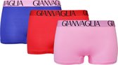 Gianvaglia 8037 Dames Boxershorts – Set van 3 - Korte Pijp - Paars/Roze/Rood - 2XL