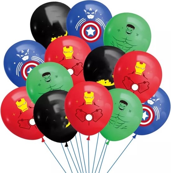 Actiefiguren - Ballonnenset - 10 stuks - Latex Ballonnen - Superhero - Superhelden - Marvel Avengers - Verjaardag - Birthday - Versiering - Decoratie - Batman - Captain America - The Hulk - Iron Man - Kinderpartijtje - Feest - Themafeest