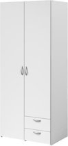 Varia garderobe - Wit decor - 2 scharnierende deuren + 2 laden - L 81 cm x H 185 x d 51 cm - Parisot