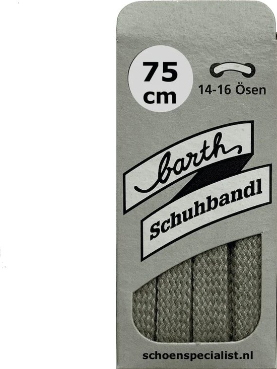 Veters - Licht Grijs - Platte - 75 CM  (Barth)