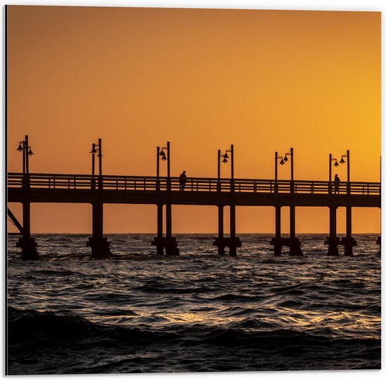 Dibond - Pier bij Zondsondergang - 50x50 cm Foto op Aluminium (Met Ophangsysteem)