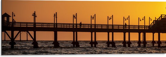 Dibond - Pier bij Zondsondergang - 90x30 cm Foto op Aluminium (Wanddecoratie van metaal)