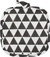 Krumble Pannenlap - Ovenhandschoen - Driehoek patroon - Afgiet pannenlap - Afgiethulp - Katoen - Met ophang oog - Zwart en wit - 17 x 17 cm