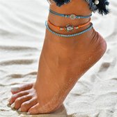 Bracelet de cheville Sorprese - argent - tortue - bracelets de cheville pour femme - 3 pièces - modèle FX - Cadeau