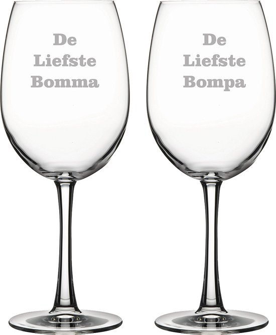 Foto: Rode wijnglas gegraveerd 46cl de liefste bomma de liefste bompa