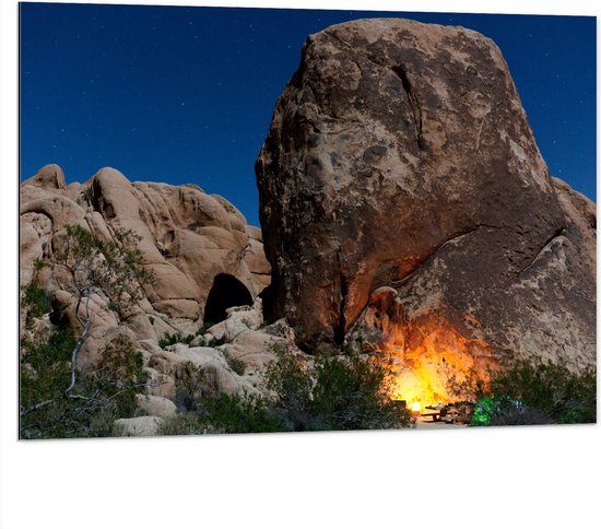 Dibond - Grote Rots in de Nacht - Californië - 100x75 cm Foto op Aluminium (Met Ophangsysteem)