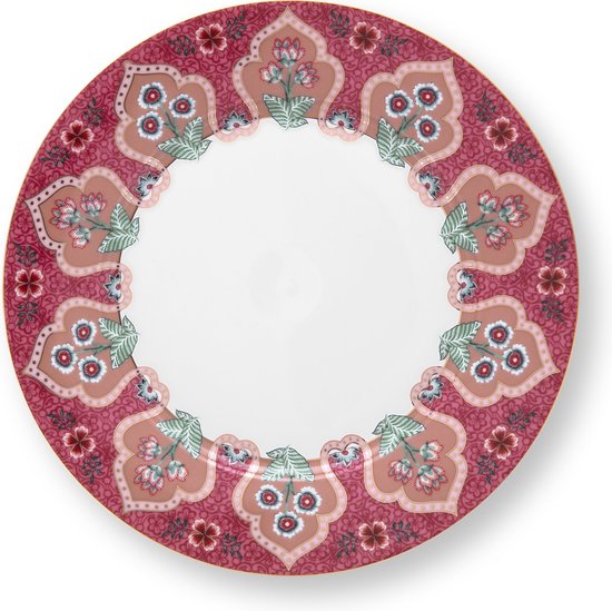 Foto: Pip studio flower festival ontbijtbord donker roze porselein 21cm