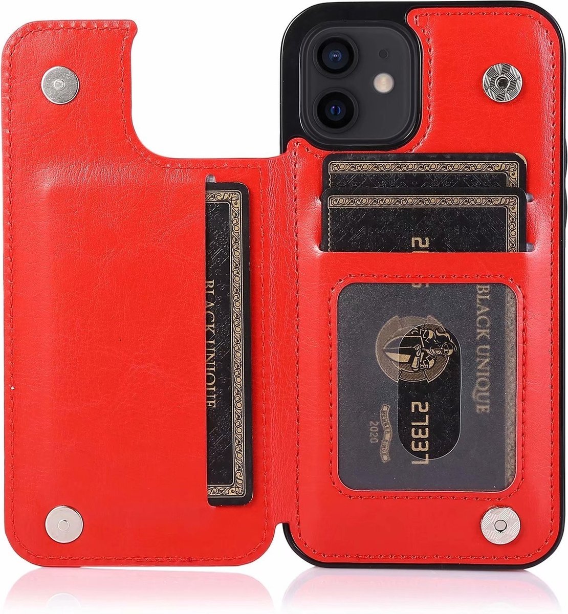 Hoesje geschikt voor iPhone 14 - Backcover - Pasjeshouder - Portemonnee - Kunstleer - Rood
