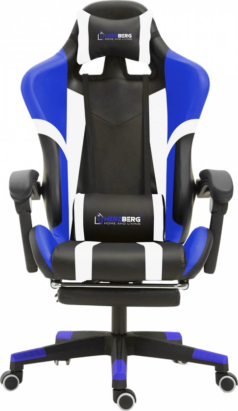Dowinx Gamingstoel, schattige katteneditie, ergonomische computerstoel met hoge rugleuning en lendensteun, PU-leer, voetensteun, witte kat Dowinx Gamingstoel, schattige katteneditie, ergonomische computerstoel met hoge rugleuning en lendensteun, PU-leer, voetensteun, witte kat