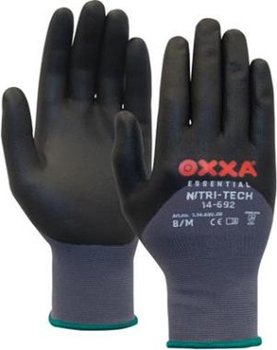 Goedkoopste OXXA Nitri-Tech Foam 14-692 handschoen 9 / L Oxxa - Zwart/grijs - Nitril - Gebreid manchet - EN 388 2016