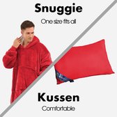 Sheradi Hoodie Deken + HoofdKussen {ROOD} - Snuggie - Hilton Kussen - Geschikt voor rug-, zij- en buikslapers - One Size Fits All - Trui Deken - Hotel Kwaliteit - Superzachte Binnenkant - Plaid met mouwen