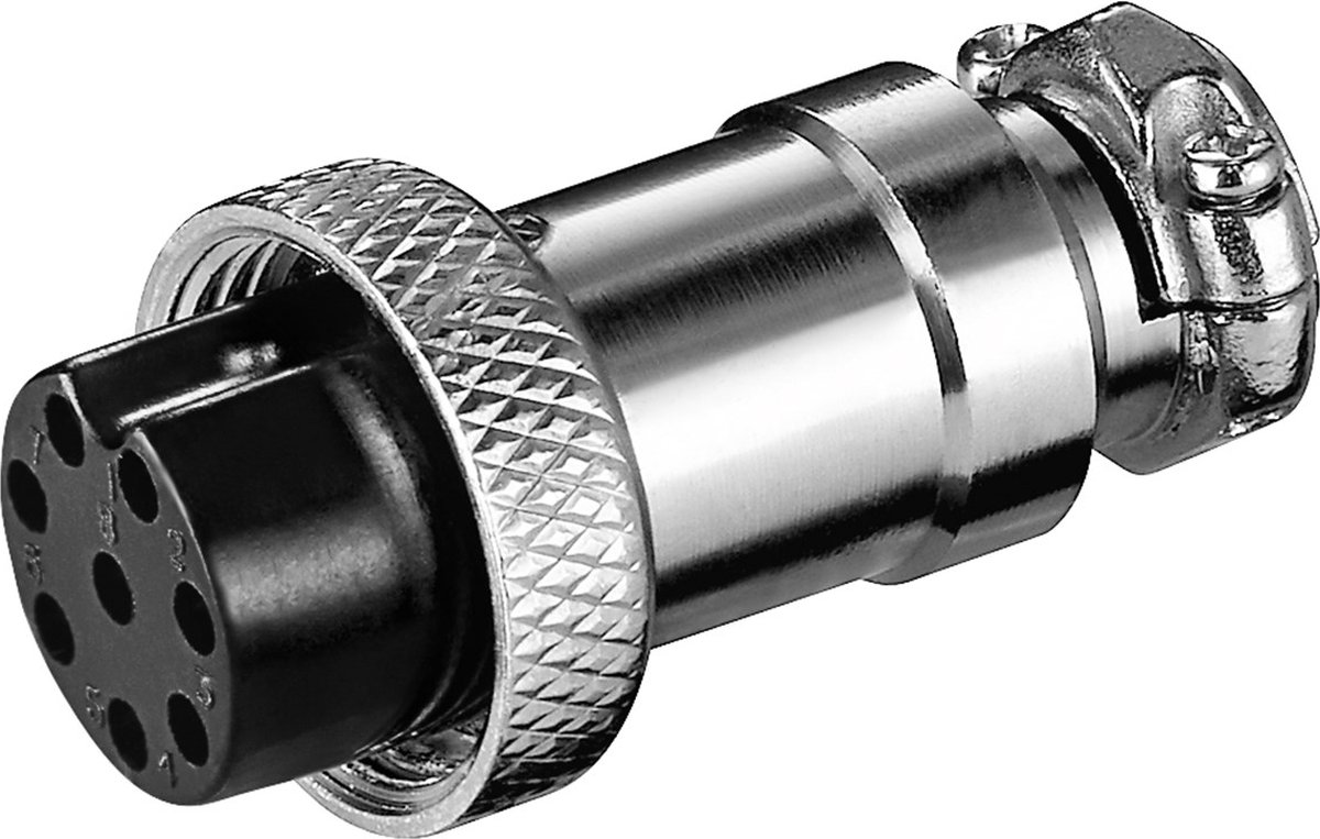 XLR stekker / connector 8 pins zilver met trekontlasting