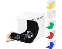 PULUZ 20cm Vouwen Draagbare 550LM Licht Foto Verlichting Studio Schieten Tent Box Kit met 6 Kleuren Achtergronden (Zwart, Wit, Oranje, Rood, Groen, Blauw), Uitvouwen Grootte: 24cm x 23cm x 22cm