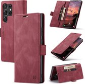 CaseMe - Telefoonhoesje geschikt voor Samsung Galaxy S23 Ultra - Back Cover - Wallet Book Case - Rood