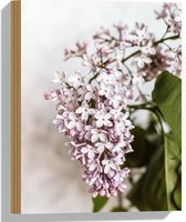 Hout - Kleine Roze met Witte Bloemen - 30x40 cm - 9 mm dik - Foto op Hout (Met Ophangsysteem)