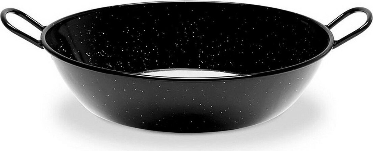 Diepe Pan met Handvat Vaello Zwart Geëmailleerd Staal (Ø 28 cm)