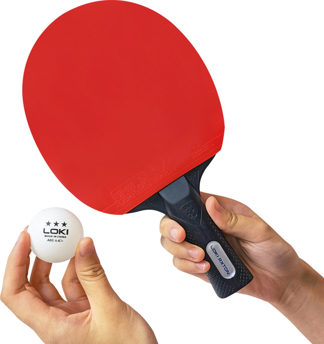 Loki - Professionele tafeltennis set - 2 Tafeltennisbatjes - 3 Balletjes - Pingpong net - Opberghoes met rits — afbeelding 2