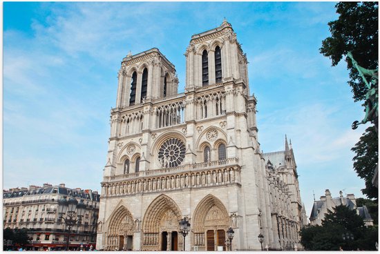 WallClassics - Affiche brillante – Cathédrale Notre-Dame de Paris - 90x60 cm Photo sur papier poster brillant