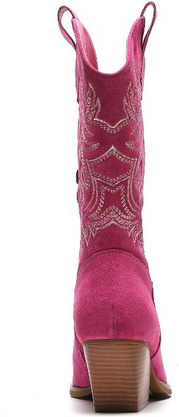 Bottes de cow-boy SmileFavorites® pour femmes avec talon - Suédine - Rose - Taille 40