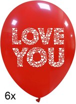 LOVE YOU hearts ballonnen rood, 6 st., 30 cm
