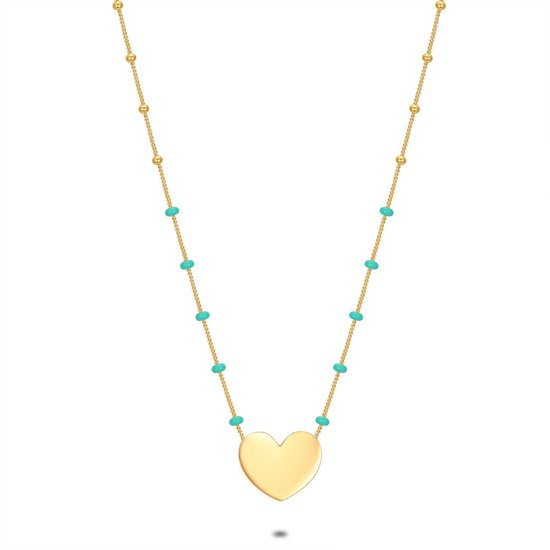 Turandoss Hartketting met letters, voor dames en meisjes, 14 karaat vergulde letters A-Z, gepersonaliseerde knoop, hart, halsketting, modesieraad, gepersonaliseerde cadeaus voor vrouw, vriendin, 45 cm