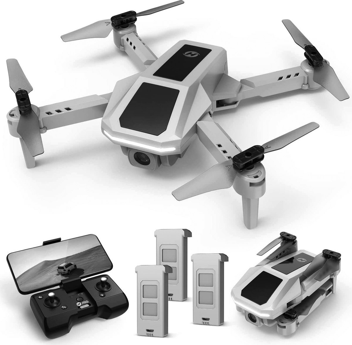 Holy Stone HS430 Drone Grijs - Drone met Camera - Stabiele Drone - Quadcopter - Full HD - Gratis extra Accu en extra Propellers - Throw to Go - 3D Flip - Kantelbesturing Smartphone