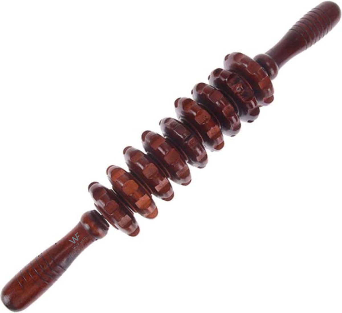 WeFysio Houten Massageroller - Versterk Spieren, Verminder Spierpijn en Verlicht Krampen - Triggerpoint Massage, Natuurlijk Hout - 39cm, 290g
