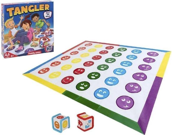 Thumbnail van een extra afbeelding van het spel HTI - Tangler - twister - family game - kleuren - dobbelen - kleuren - handen - smileys - familie - vrienden - vriendinnen