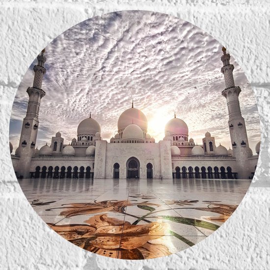 WallClassics - Muursticker Cirkel - Moskee in Abu Dhabi - Sjeik Zayed Moskee - 20x20 cm Foto op Muursticker