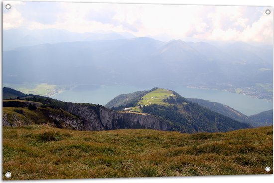 Tuinposter – Uitzicht over Berglandschap - 105x70 cm Foto op Tuinposter (wanddecoratie voor buiten en binnen)