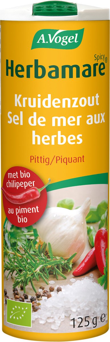 Goedkoopste A.Vogel Herbamare Spicy korrels - Pittig kruidenzout met 14 biologische kruiden en groenten. - 125 g