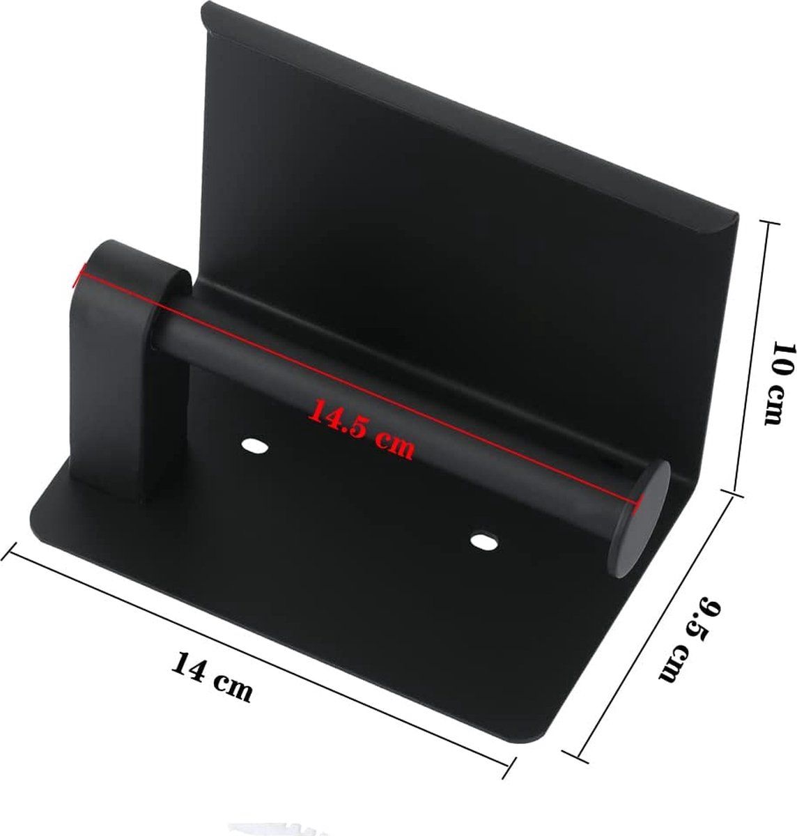 QUVIO Toiletrolhouder met telefoon plank staal Zwart