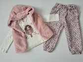 vêtements fille - ensemble de vêtements - fille - ensemble 3 pièces - rose - pantalon - sweat - bodywarmer - avec capuche - taille 98/104 - bébé fille