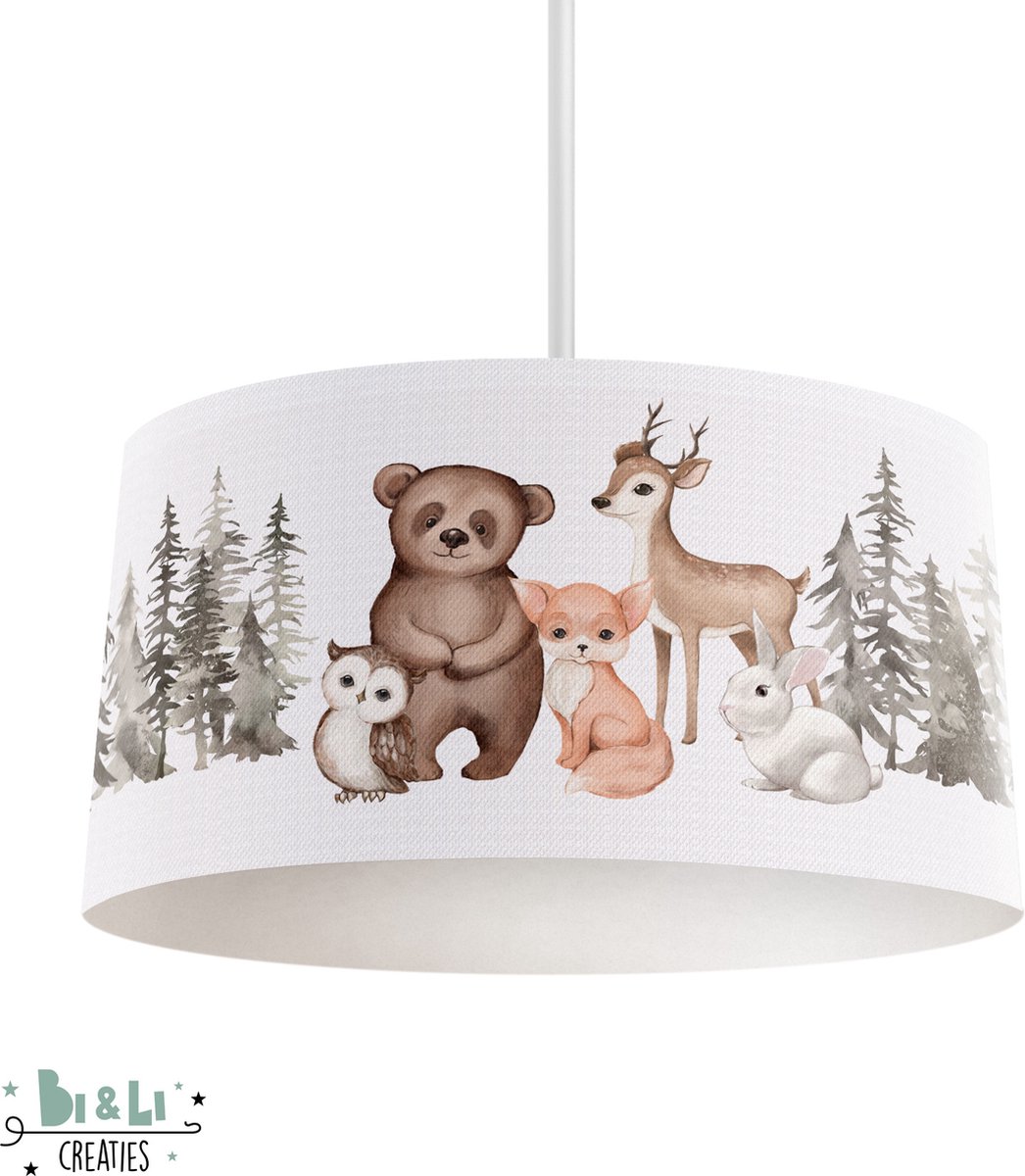 Hanglamp magic forest-bosdieren-kinderkameraccessoires-dieren-beer-kinderkamerdecoratie-hert