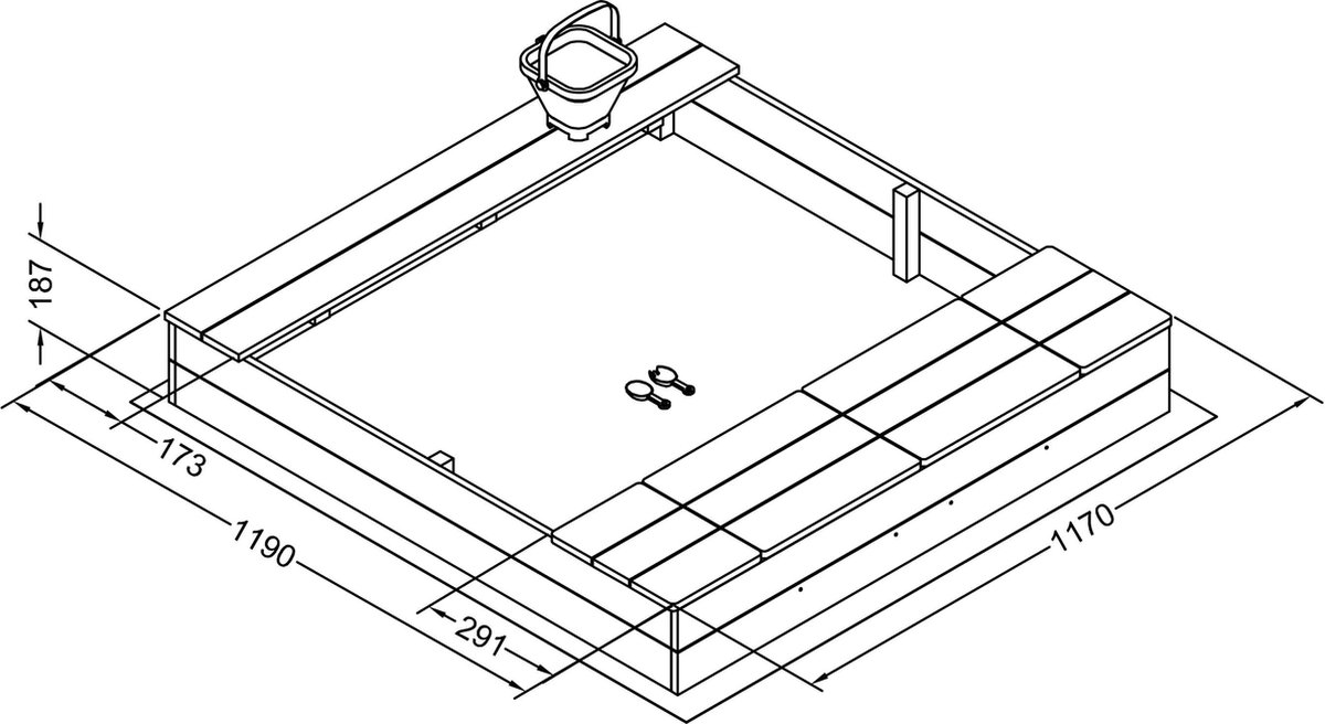 AXI Evy Zandbak met waterbakken en opbergruimte Grijs/bruin - Inclusief accessoireset — afbeelding 3
