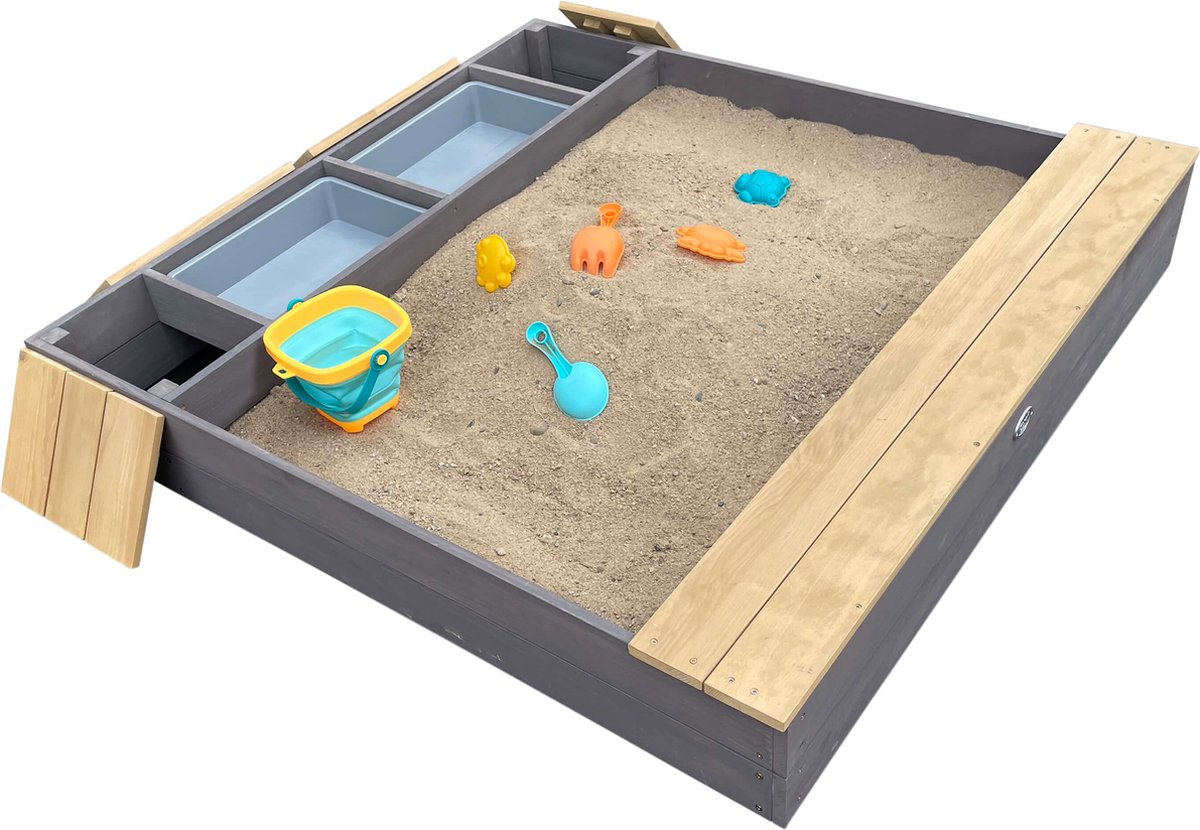 AXI Evy Zandbak met waterbakken en opbergruimte Grijs/bruin - Inclusief accessoireset — afbeelding 10