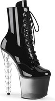 Pleaser - BLISS-1020BC Plateau Laarzen, Paaldans schoenen - US 9 - 39 Shoes - Zwart/Transparant