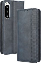 Mobigear Telefoonhoesje geschikt voor Sony Xperia 5 IV Hoesje | Mobigear Sensation Bookcase Portemonnee | Pasjeshouder voor 3 Pasjes | Telefoonhoesje voor Pinpas / OV Kaart / Rijbewijs - Blauw