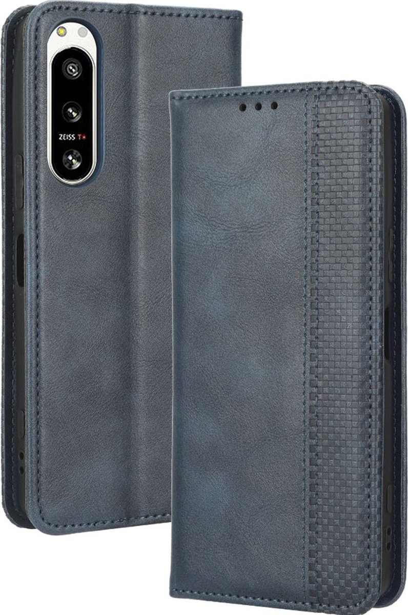 Mobigear Telefoonhoesje geschikt voor Sony Xperia 5 IV Hoesje | Mobigear Sensation Bookcase Portemonnee | Pasjeshouder voor 3 Pasjes | Telefoonhoesje voor Pinpas / OV Kaart / Rijbewijs - Blauw