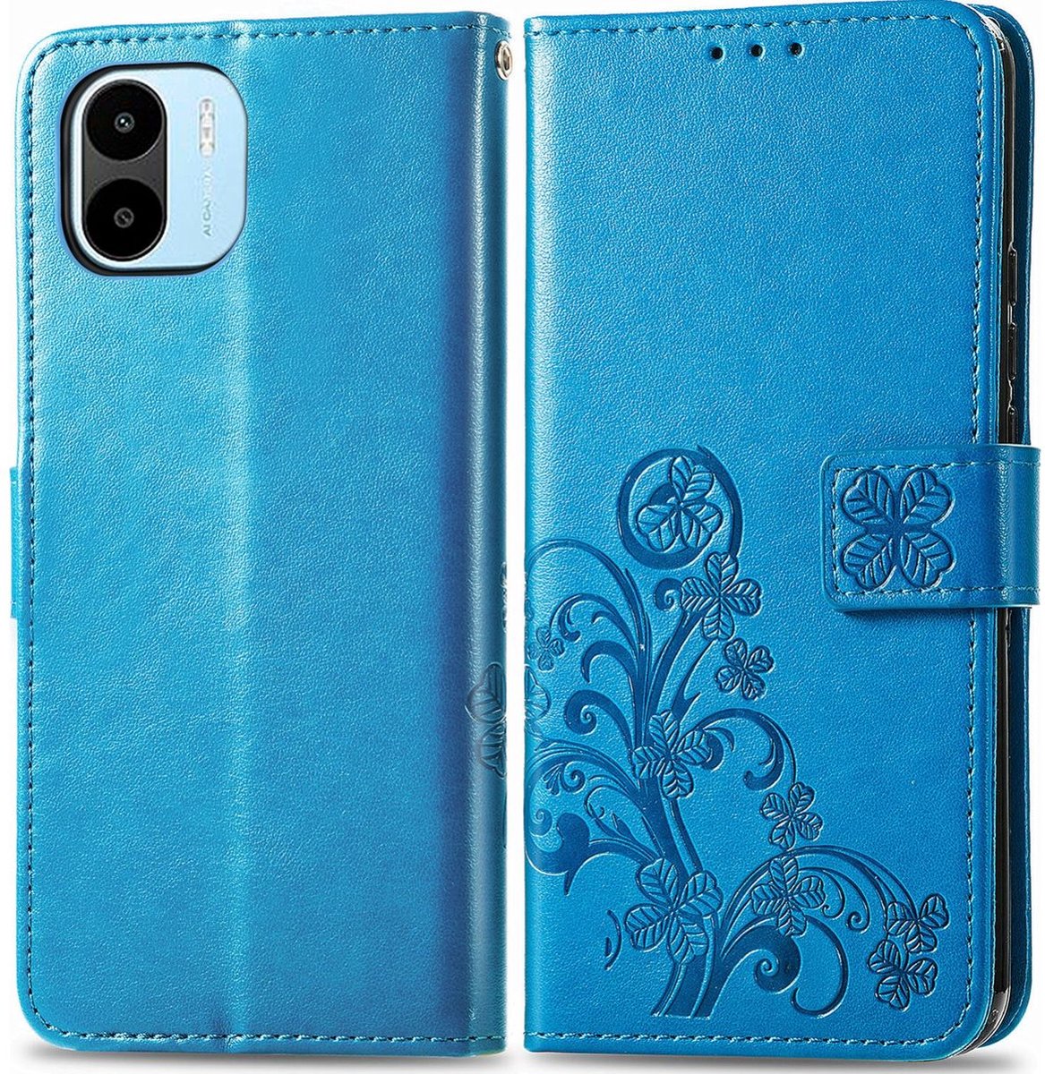 Mobigear Telefoonhoesje geschikt voor Xiaomi Redmi A1 4G Hoesje | Mobigear Clover Bookcase Portemonnee | Pasjeshouder voor 3 Pasjes | Telefoonhoesje voor Pinpas / OV Kaart / Rijbewijs - Blauw