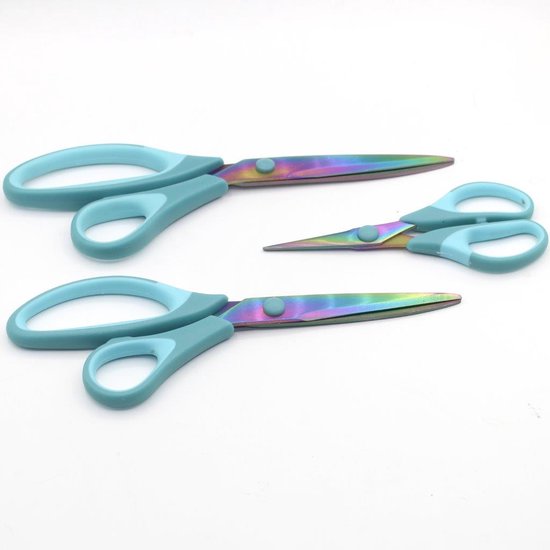 Foto: 3 stuks multifunctionele scharen set rainbow schaar verschillende maten kleur blauw