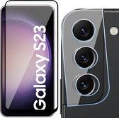 Screenprotector geschikt voor Samsung Galaxy S23 & Camera Lens Protector - Gehard Glas Screen Protector FullGuard