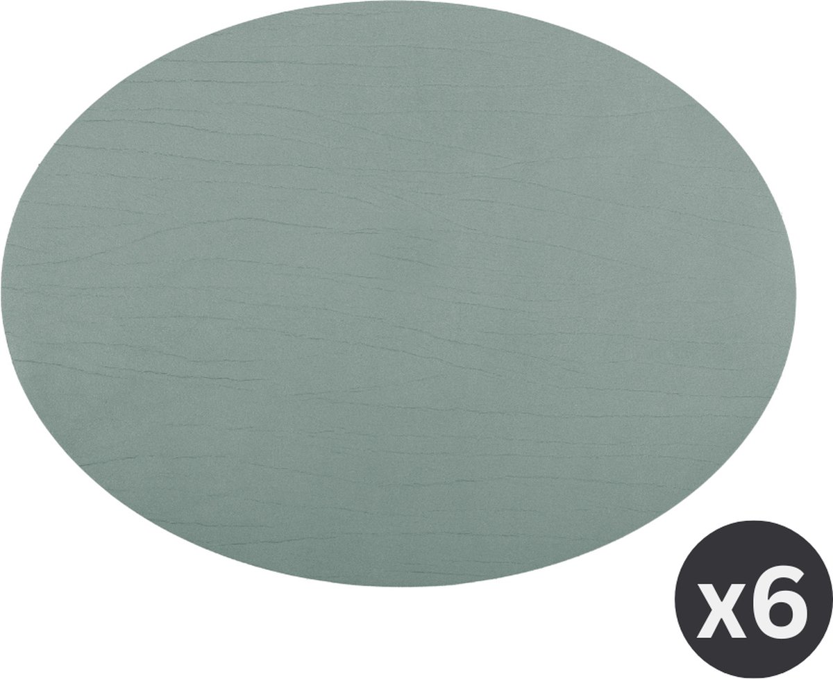 Placemat TITAN ovaal, SET/6, 33x45cm, groen dubbelzijdig