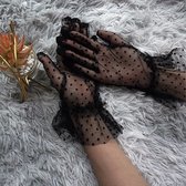 WiseGoods Luxe Tule Party Handschoenen Dames - Handschoen Gala - Feestkleding - Feest Dameskleding - Accessoires Kleding - Zwart